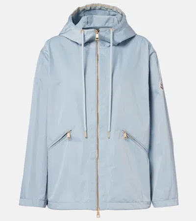 Moncler Cassiopea Hooded Gabardine Jacket In Blue