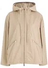 Moncler Enet Gabardine Hooded Jacket In Beige