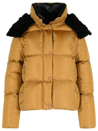 Moncler 'castelnou' Camel Polyamide Down Jacket In Gold
