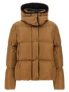 Moncler Castelnou Square-quilted Hooded Short Down Jacket In Brown