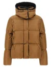 Moncler Castelnou Square-quilted Hooded Short Down Jacket In Brown