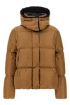 Moncler Castelnou Square-quilted Hooded Short Down Jacket Clothing In Brown