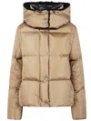 Moncler Hooded Puffer Coat Long Sleeves In Brown
