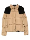 Moncler Castelnou Square-quilted Hooded Short Down Jacket Clothing In Neutral