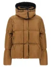 Moncler Castelnou Square-quilted Hooded Short Down Jacket In Brown