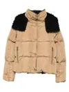 Moncler Castelnou Square-quilted Hooded Short Down Jacket Clothing In Neutral