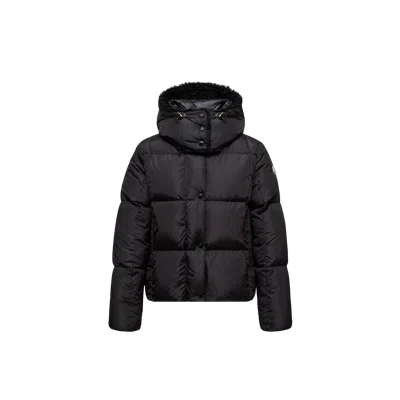 MONCLER CASTELNOU SQUARE-QUILTED HOODED SHORT DOWN JACKET, WOMEN, BLACK, SIZE: 4