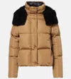 Moncler Castelnou Square-quilted Hooded Short Down Jacket Clothing In Brown