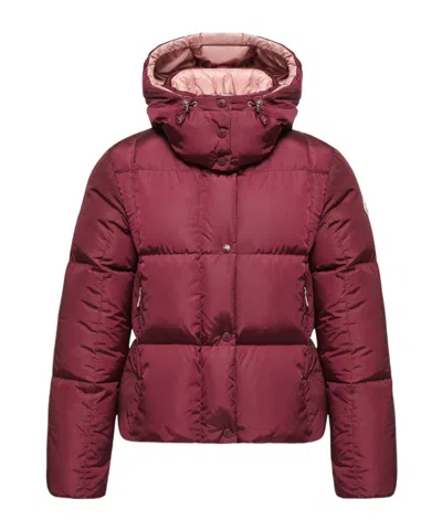 Moncler Castlenew Hooded Down Jacket In Burgundy