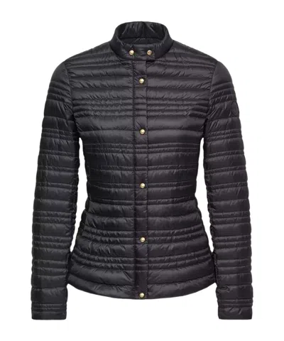 Moncler Catair Striped-quilted Down-filled Biker Jacket In Black