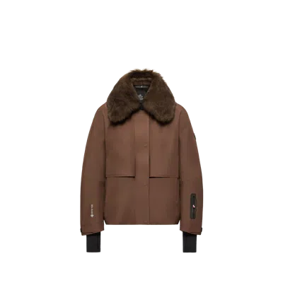 Moncler Caurel Gore-tex Shearling-trimmed Insulated Ski Jacket In Brown