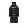 Moncler Cavettaz Hooded Long Down Jacket In Black