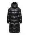 Moncler Cavettaz Hooded Long Down Jacket In Black