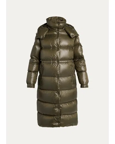 Moncler Cavettaz Hooded Long Down Jacket In Miscellane