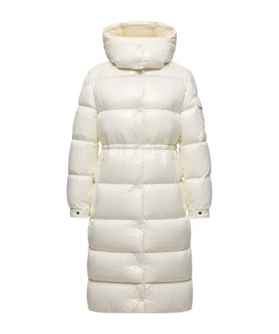 Moncler Cavettaz Hooded Long Down Jacket In White