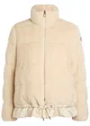 Moncler High Collar Padded Jacket Drawstring Hem In Neutral