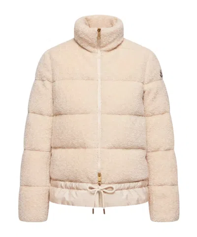 Moncler Cedre Teddy Short Down Jacket In Neutral