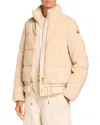 Moncler Cedre Teddy Short Down Jacket In Neutral