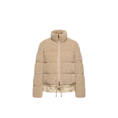 Moncler Doudoune Courte En Teddy Cedre, Femme, Beige, Taille: 0 In Neutral