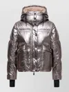 Moncler Calaque Metallic Hooded Down Ski Jacket In Silver