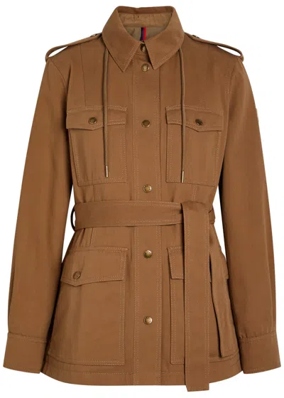 Moncler Centaurea Belted Twill Jacket In Brown