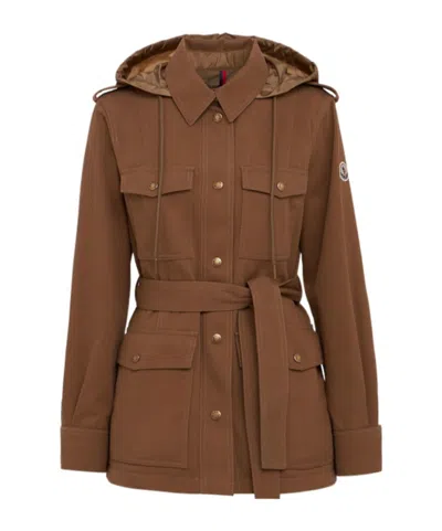 Moncler Centaurea Cotton Field Jacket In Brown