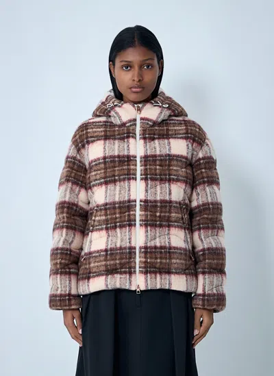 Moncler Cervi Short Down Jacket In Brown