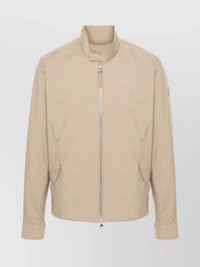 Moncler Chaberton Logo Jacket High Neck In Brown