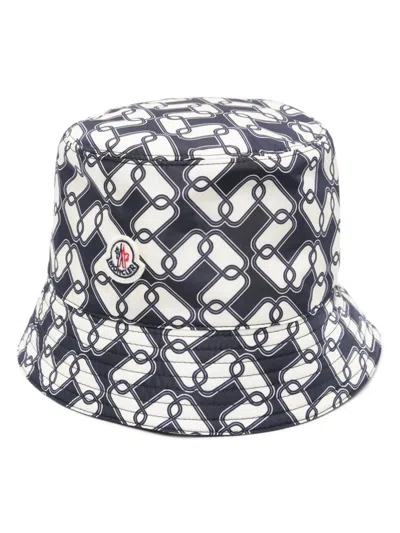 Moncler Chain-print Bucket Hat In Blue