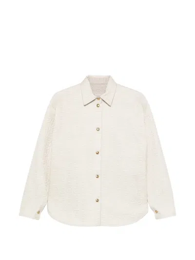 Moncler Relaxed Fit Collared Jacket Textured Fabric In Neutral