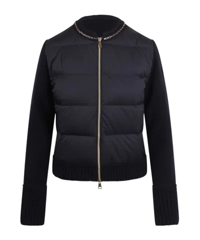 Moncler Chain-trimmed Padded Puffer Jacket In Blue