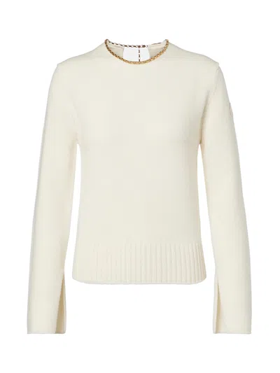 Moncler Chain-trimmed Wool-cashmere Sweater In White