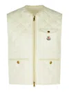 Moncler Vigny White Linen Vest In White