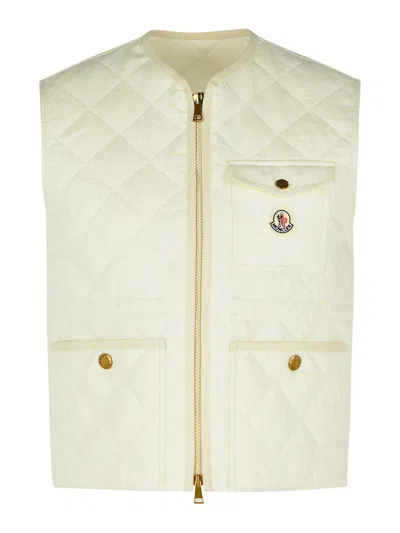 Moncler Vigny White Linen Vest