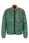 Moncler Printed Polyester Reversible Chalvron Down Jacket In Green