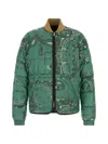 Moncler Printed Polyester Reversible Chalvron Down Jacket In Green