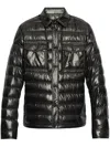 Moncler Blue Down Jacket With Front Press-stud Fastening In Black