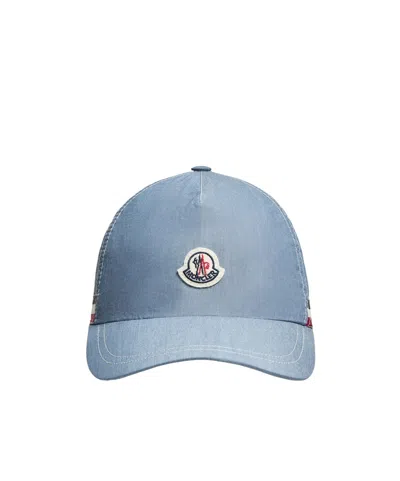 Moncler Chambray Baseball Cap In Blue