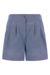 Moncler Women Light Blue Chambray Cotton Shorts, 26 Luxury Shorts For Women Darveys In Blue