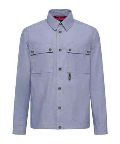 Moncler Chambray Long Sleeve Shirt In Blue