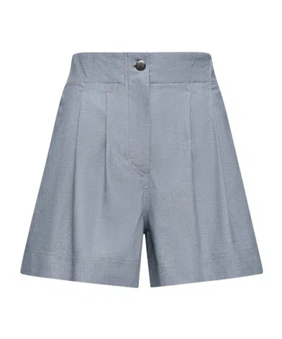 Moncler Chambray Shorts In Blue