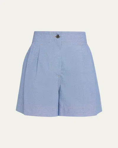 Moncler Chambray Shorts In Blue