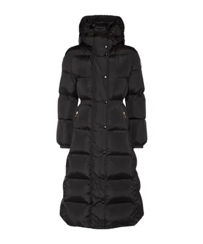Moncler Chamer Wool  Shiny Nylon Down Jacket In Black