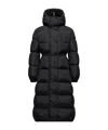 Moncler Chamer Wool-trimmed Hooded Long Down Jacket In Black