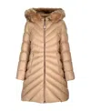 Moncler Chandre Zip-up Long Puffer Coat In Brown