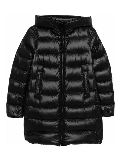 Moncler Suyenne Hooded Mid-length Down Jacket In Black