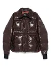 Moncler Glossy Finish Down Jacket With Quilted Design In Brown