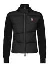 Moncler Grenoble Black Turtleneck Cardigna With Logo Application In Tech Fabric Woman In Black