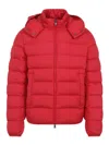 Moncler Hooded Padded Jacket Side Pockets In Red