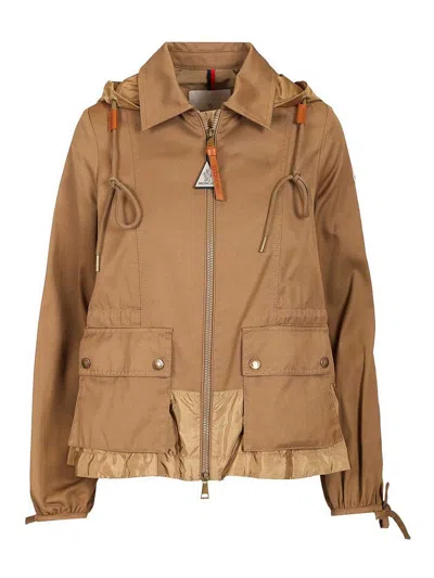 Moncler Adenium Hooded Jacket In Brown